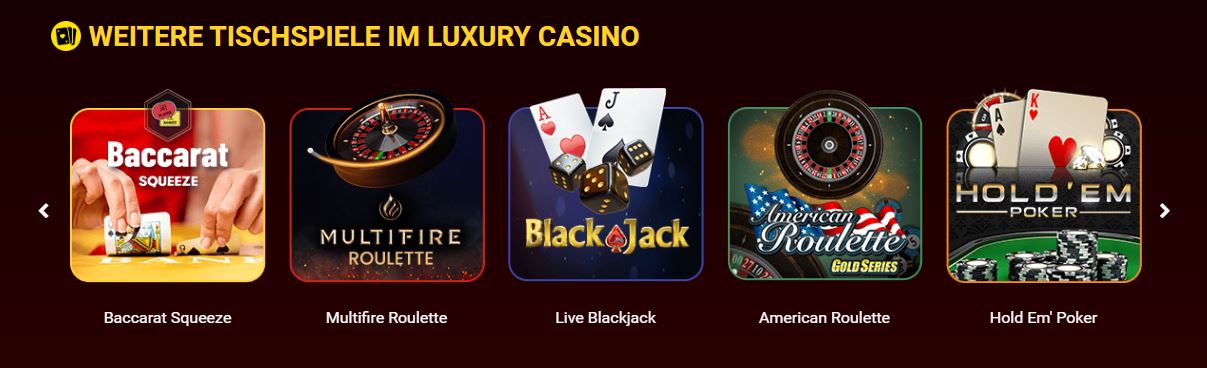 Wähle Tischspiele wie Blackjack Roulette und Baccarat